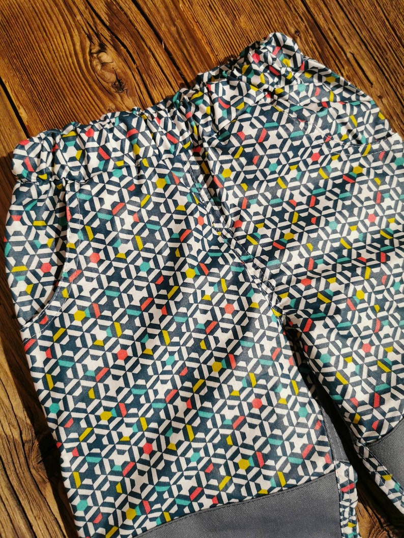 Pantalon d'extérieur/pantalon de boue Confetti Rain motif mosaïque coloré pour garçons et filles, pantalon de pluie respirant image 4