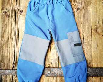 Pantalones softshell/pantalones de barro "Blue Whale" azul niño niña pantalones unisex ribete robusto