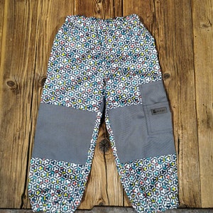 Pantalon d'extérieur/pantalon de boue Confetti Rain motif mosaïque coloré pour garçons et filles, pantalon de pluie respirant image 6