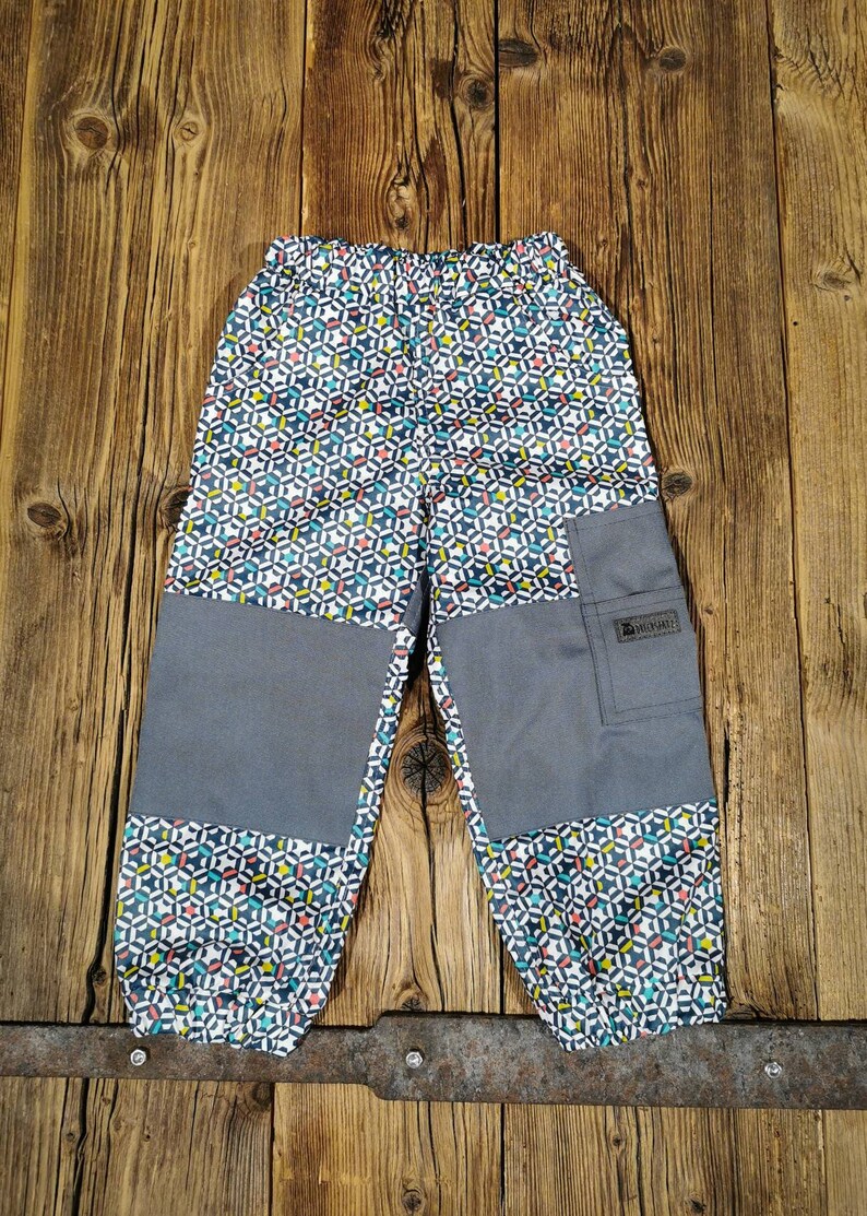 Pantalon d'extérieur/pantalon de boue Confetti Rain motif mosaïque coloré pour garçons et filles, pantalon de pluie respirant image 6