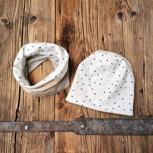 Set of beanie and loop in sand with farm motif hat and scarf for boys and girls image 5