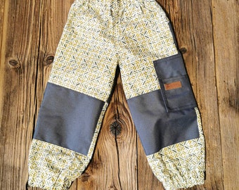 Outdoor pants/mud pants "Mosaic" olive mustard mosaic boys girls unisex