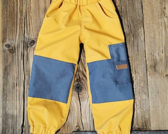 Light softshell pants "Friesennerz" sunny yellow waterproof with breathable mesh lining