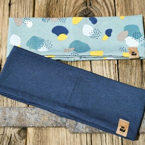 Stirnband im 2er Set mint senfgelb und dunkelblau geringelt Jungen Headbands