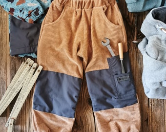 Pantalon en velours côtelé "Meister Eder" pantalon beige camel avec passementerie robuste pour garçon et fille