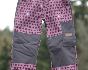 Pantalón softshell/pantalones barro “Star Magic” estrellas rosa baya