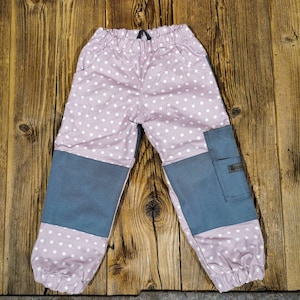 Outdoor trousers/mud trousers "Pünktchen" pink polka dots girls image 1