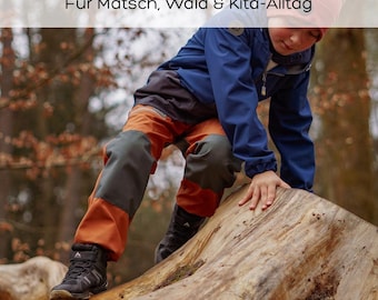 Pantalones softshell para niños en el bosque y el barro: resistentes, transpirables y cómodos. Pantalones para actividades al aire libre en la guardería de primavera en el bosque - Dirty Little Volcano Explorer