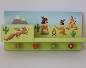 Regal Indianer, Wandregal, Kinderzimmer, Wandboard, Babyzimmer, Hakenleiste