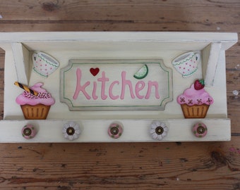 Shelf for the kitchen, muffin, cupcake, hook bar, wall shelf, shelf,