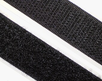 Velcro 20 mm de ancho, autoadhesivo, negro