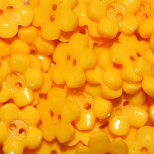 Buttons, 10 pieces, flower, yellow