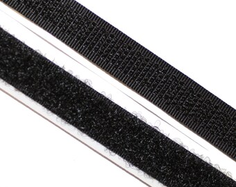 0,84 Eur/m - 25m Klettband selbstklebend, 10mm, schwarz