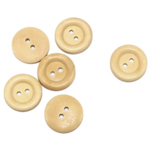 Wooden buttons, 20 mm, beech, 10 pieces