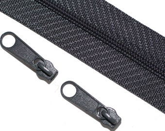 Reißverschluss 5mm + 2 Zipper je Meter grau