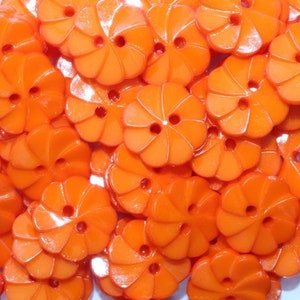 Botões, 10 peças, flor 8 pétalas, laranja