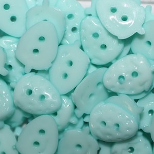 Children&#39;s buttons, 10 pieces, strawberry, light blue