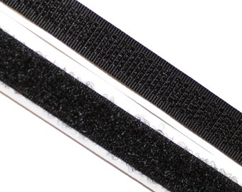 Velcro sangle 10 mm large, autocollant, noir