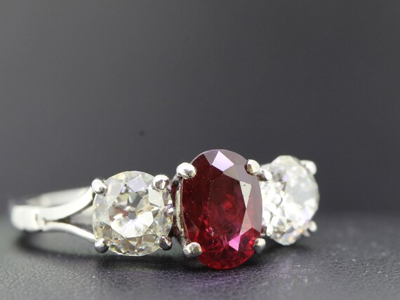 Stunning Ruby and Old Mined Diamond 1920s Paltinu… - image 4