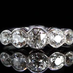 Edwardian Old Cut Diamond Five Stone Platinum Ring