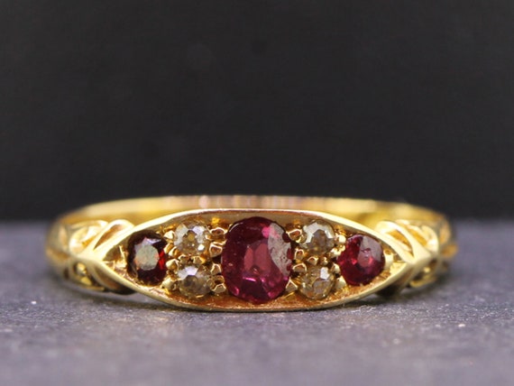Pretty Edwardian Ruby and Diamond Edwardian Engage