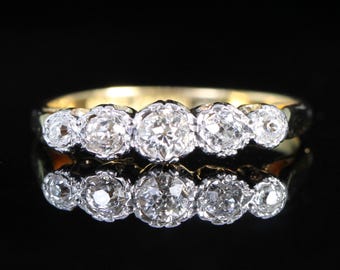 Edwardian Five Stone Diamond 18ct Gold Ring