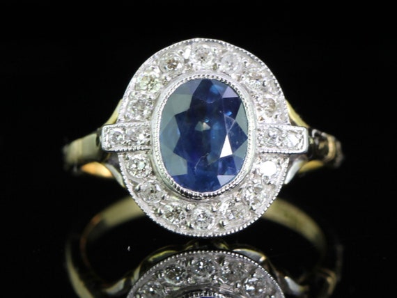 Wonderful Sapphire and Diamond Art Deco Inspired … - image 1