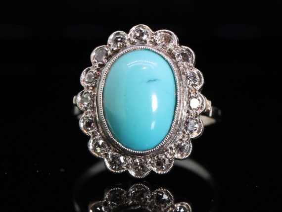 Wonderful 1920s Turquoise and Diamond Platinum Cl… - image 1