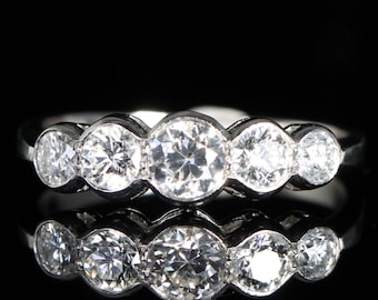 Edwardian Old Cut Diamond Five Stone Platinum Ring