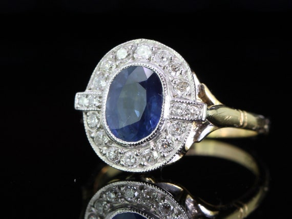 Wonderful Sapphire and Diamond Art Deco Inspired … - image 2