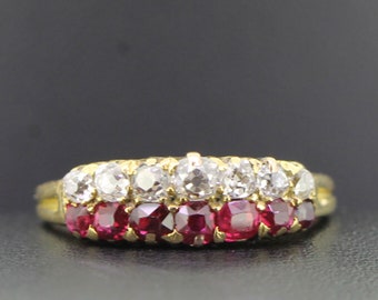 Splendid Edwardian Double Row Ruby and Diamond 18 carat Gold Dress Ring