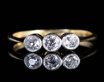 Edwardian Diamond 18ct Gold Trilogy Ring