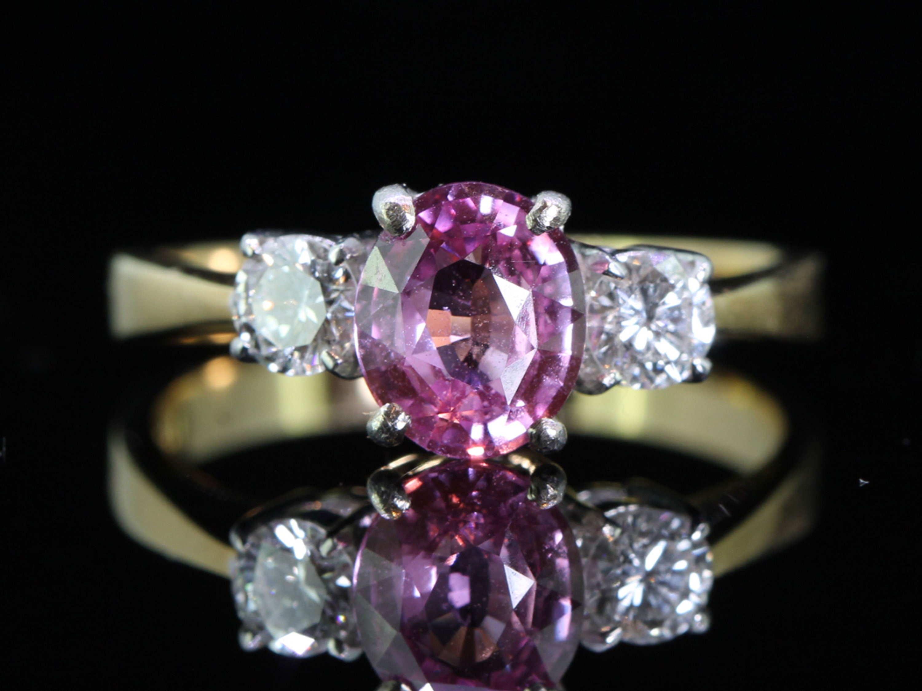 Pink sapphire trilogy ring best sale