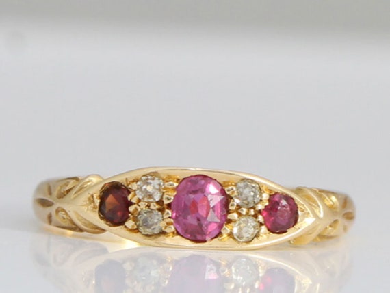 Pretty Edwardian Ruby and Diamond Edwardian Engage