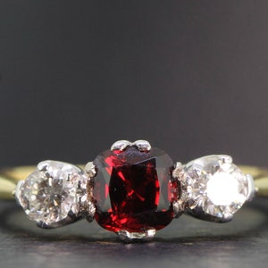 Stunning Natural Ruby and Diamond 18 carat Gold Trilogy Engagement/Dress Ring