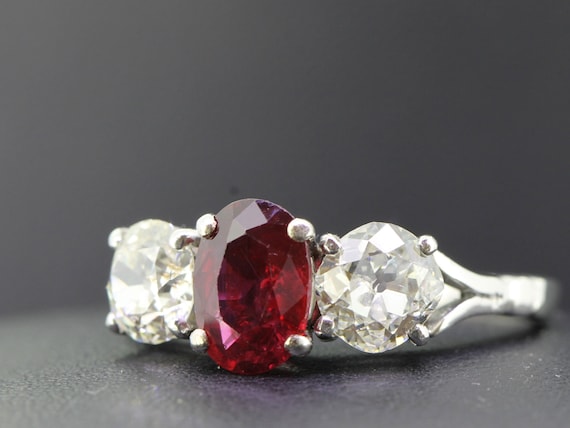 Stunning Ruby and Old Mined Diamond 1920s Paltinu… - image 2