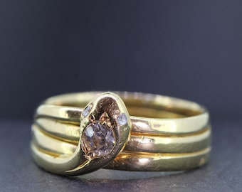 Beautiful Victorian Diamond 18 carat Gold Snake Ring