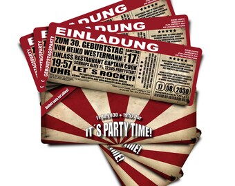 Geburtstagseinladungen "It's Party Time!" - rot - Art.Nr. 0409-4 ----- Bitte "x Menge" wählen und "Stückzahl=1" lassen