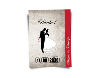 Danksagungskarten "Das Hochzeitskonzert" - rot - Artikel-Nr.:  Dk2110-3 ----- Bitte "x Menge" wählen und "Stückzahl=1" lassen