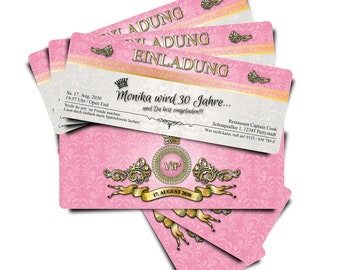 Einladungskarten zum Geburtstag "Vip Pink Royal" - Artikel-Nr.:  11415-5 ---- Bitte "x Menge" wählen und "Stückzahl=1" lassen