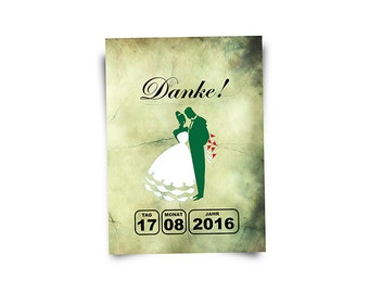 Danksagungskarten "Grungy Wedding" - grün - Artikel-Nr.:  Dk0902-2 ----- Bitte "x Menge" wählen und "Stückzahl=1" lassen