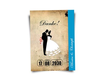 Danksagungskarten "Das Hochzeitskonzert" - blau - Artikel-Nr.:  Dk2110-8 ----- Bitte "x Menge" wählen und "Stückzahl=1" lassen