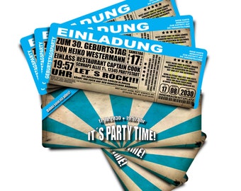 Geburtstagseinladungen "It's Party Time!" - babyblau - Art.Nr. 0409-9 ----- Bitte "x Menge" wählen und "Stückzahl=1" lassen