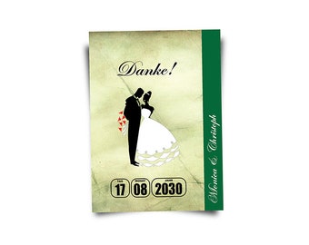 Danksagungskarten "Das Hochzeitskonzert" - grün - Artikel-Nr.:  Dk2110-5 ----- Bitte "x Menge" wählen und "Stückzahl=1" lassen