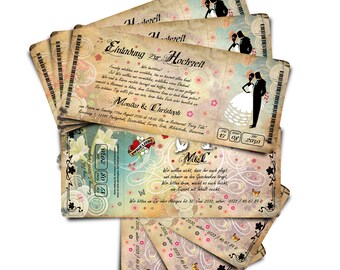 Einladung zur Hochzeit "Märchenhochzeit" - beige - Art.Nr. 0611-2 ----- Bitte "x Menge" wählen und "Stückzahl=1" lassen