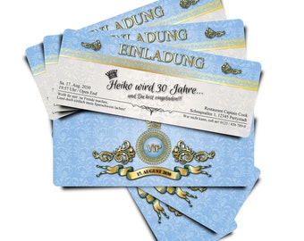 Einladungskarten zum Geburtstag "Vip Baby Blue Royal" - Artikel-Nr.:  11415-3 ---- Bitte "x Menge" wählen und "Stückzahl=1" lassen