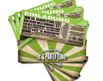 Geburtstagseinladungen "It's Party Time!" - hellgrün - Art.Nr. 0409-8 ----- Bitte "x Menge" wählen und "Stückzahl=1" lassen