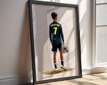 Soccer Wall Art Print | Champion No.7 Football Poster | Digital Download | Boy Sports Art | Printable Gift for Soccer Lovers