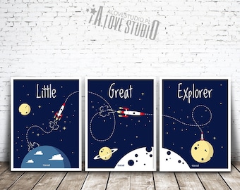 Plakat kosmos dla dzieci, Plakat rakieta, Obrazki kosmosu dla dzieci, Mały Wielki Odkrywca, Plakaty dla chłopca, Plakaty do pokoju chłopca