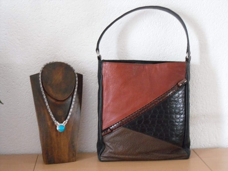 Handbag leather bag patchwork 01 image 1